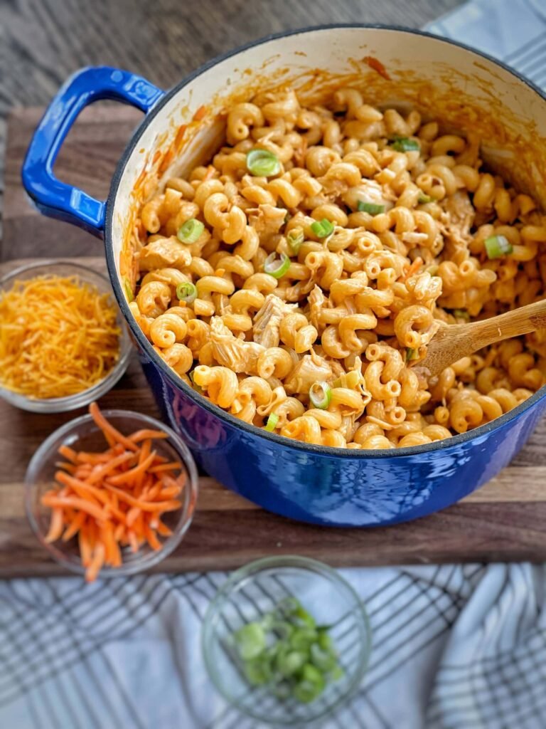 High Protein Buffalo Chicken Pasta